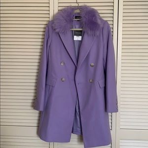 NWT TOPSHOP Lilac Coat w/ Removal Collar